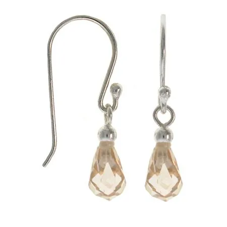 Sterling Silver Champagne CZ Teardrop Dangle Earrings - Grocery