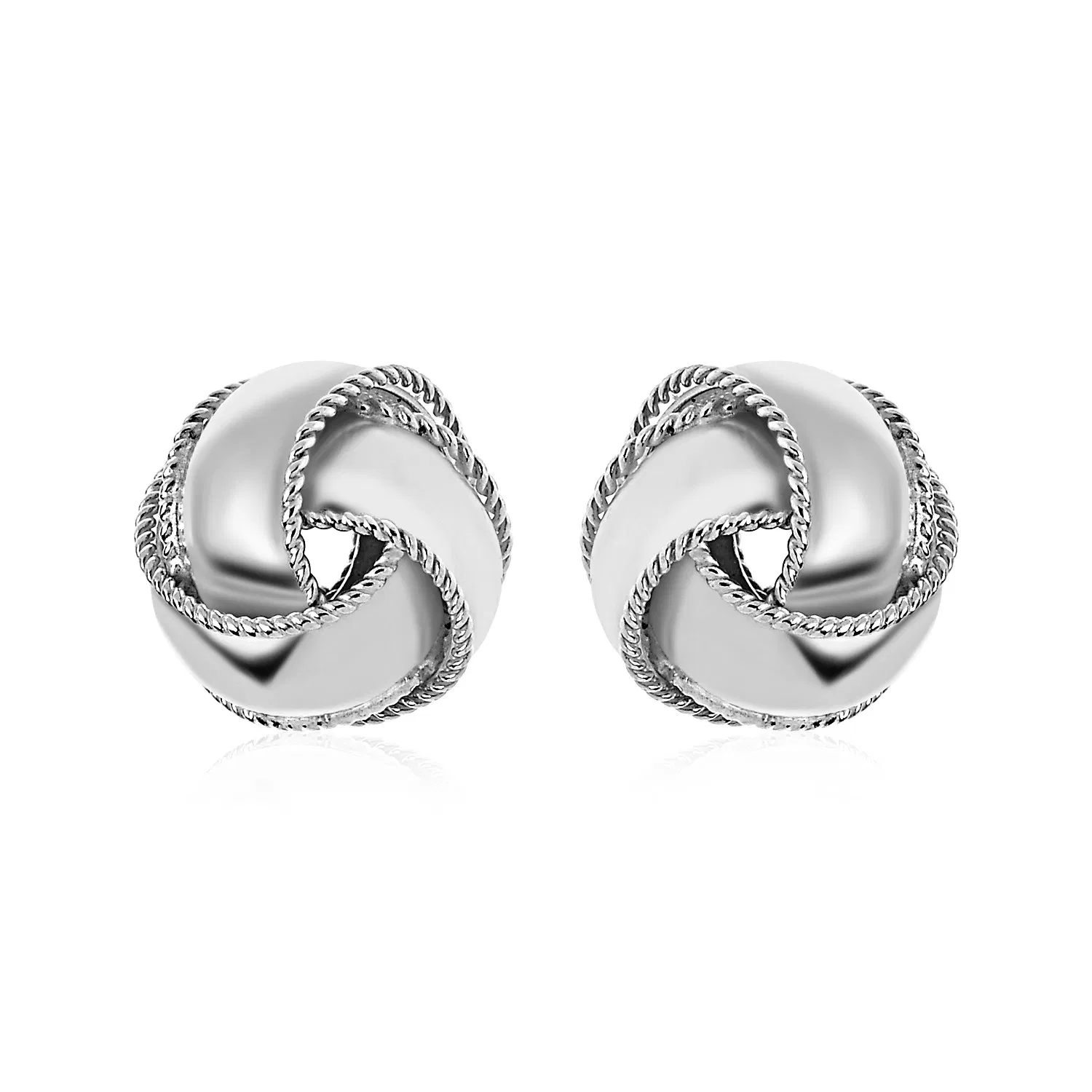 Textured and Polished Love Knot Earrings in Sterling Silver(13mm) - Grocery