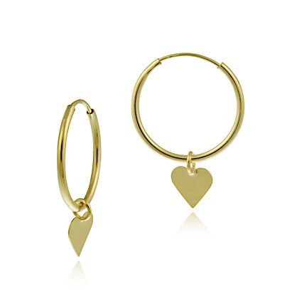 10K Gold Dangling Heart Mini Hoop Earrings - Grocery