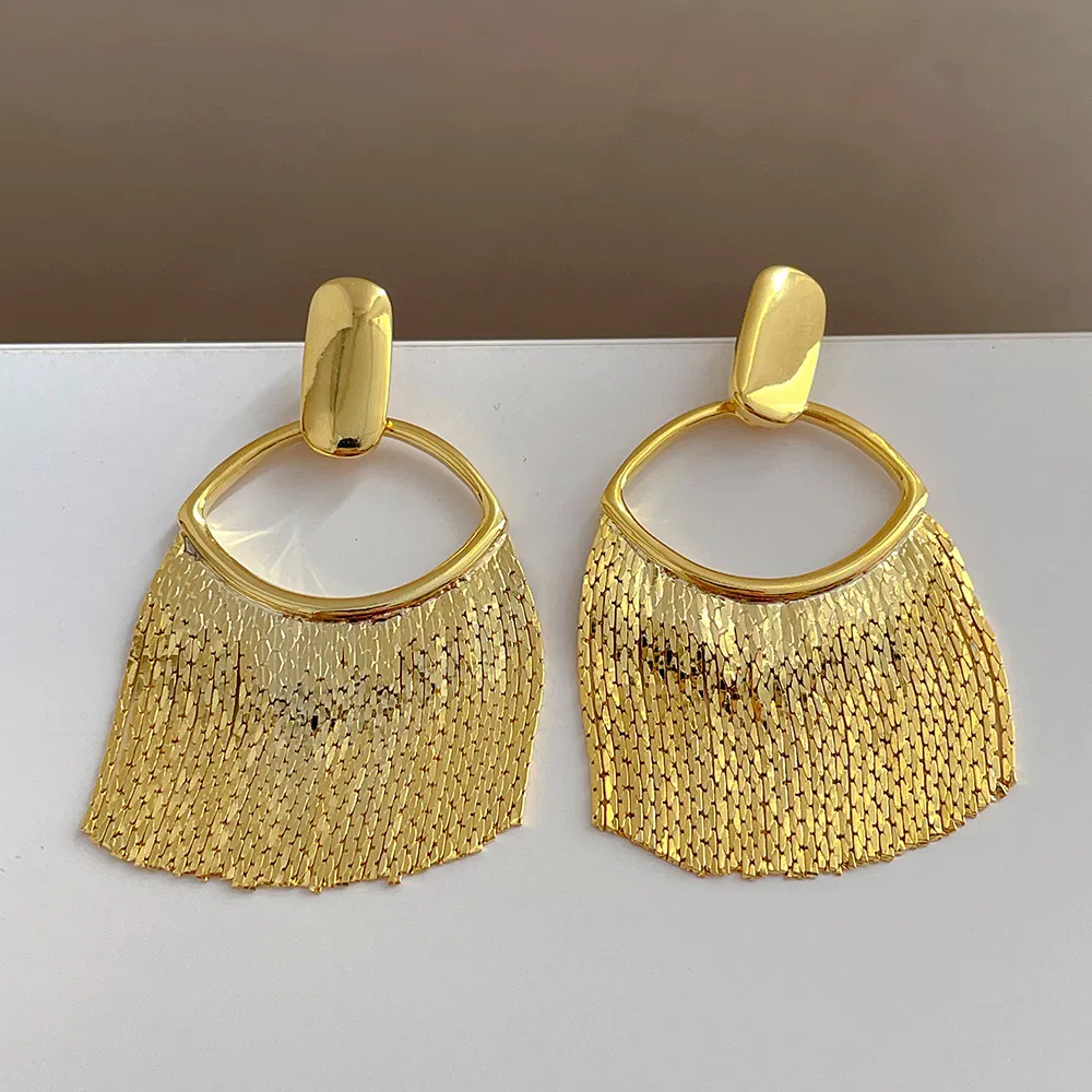 Fashion 18K Gold Jewelry Line Tassel Metal Earrings - Grocery