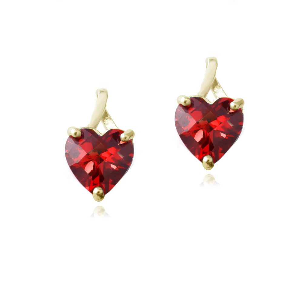 18K Gold over Sterling Silver 2.5ct Created Ruby Briolette-Cut Heart Drop Earrings - Grocery