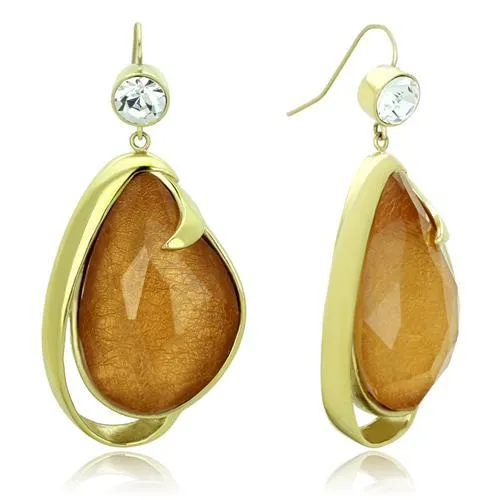 TK1483 - IP Gold(Ion Plating) Stainless Steel Earrings with Synthetic Synthetic Stone in Clear - Grocery
