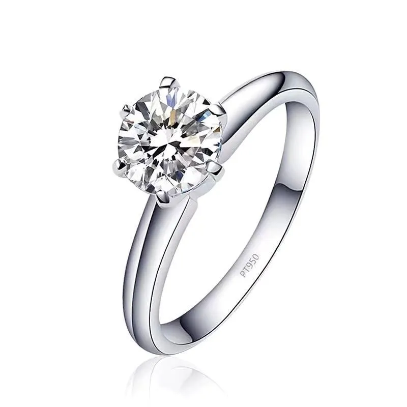Moissanite Women's Diamond Ring D Color Silver Gold Plated - Grocery
