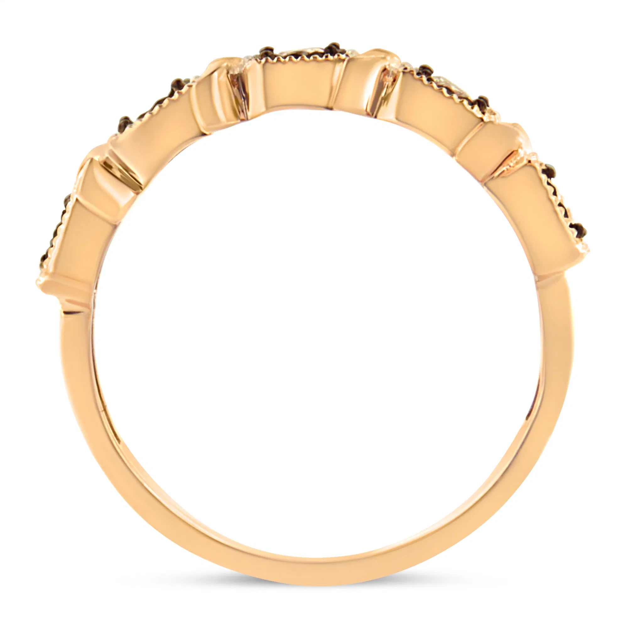 10K Rose Gold Flashed .925 Sterling Silver Miracle-Set Diamond 5-Stone Band Ring (1/4 Cttw, J-K Color, I1-I2 Clarity) - Grocery