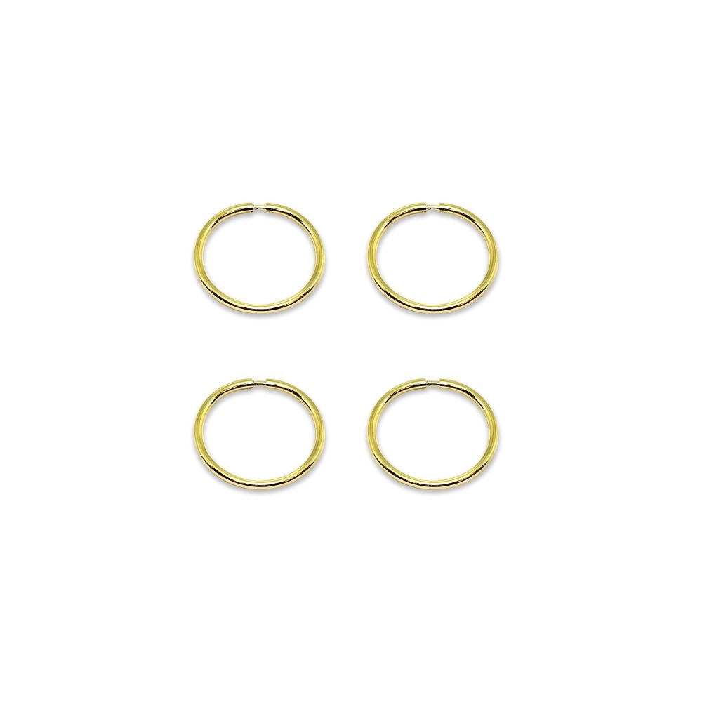14K Gold Small Endless 10mm Thin Lightweight Unisex Hoop Earrings, Set of 2 Pair - Grocery