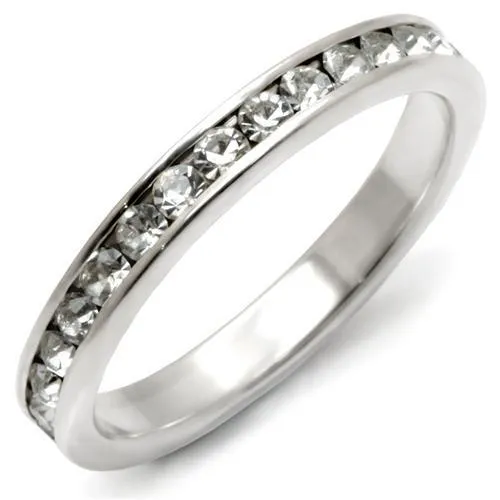 35128 - High-Polished 925 Sterling Silver Ring with Top Grade Crystal in Clear - Grocery