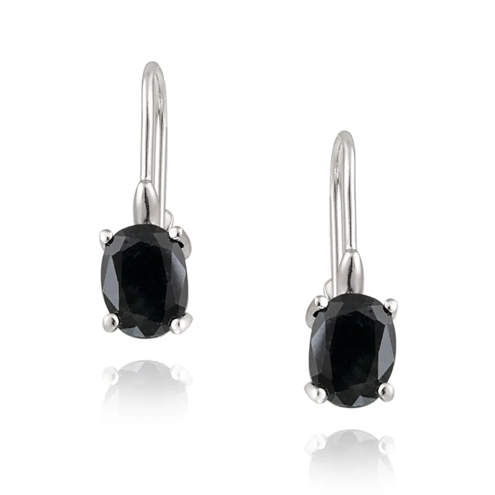 Sterling Silver 3.2ct Sapphire Oval Leverback Earrings - Grocery