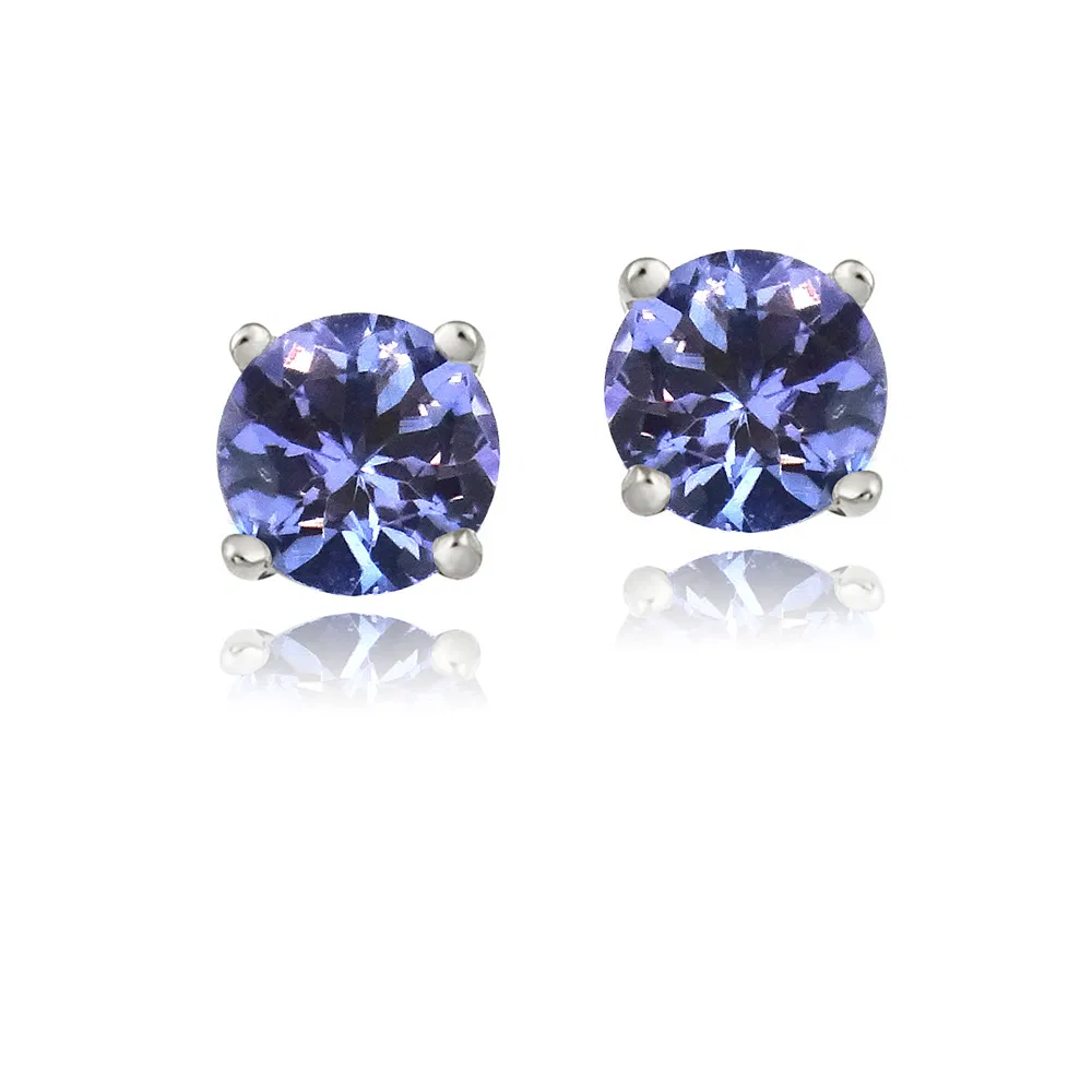 Sterling Silver .5ct Tanzanite Round 4mm Stud Earrings - Grocery