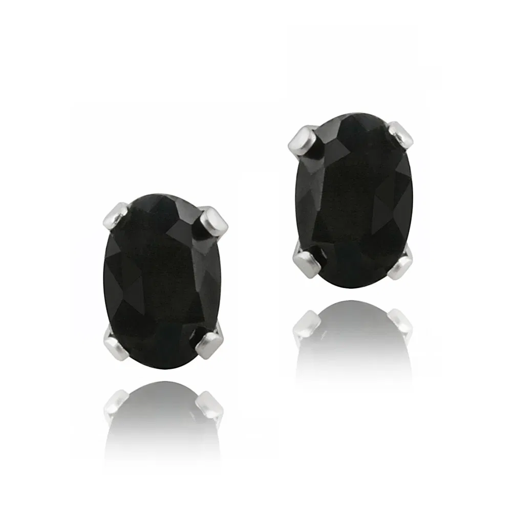 Sterling Silver 1.2ct Sapphire Oval Stud Earrings, 6x4mm - Grocery