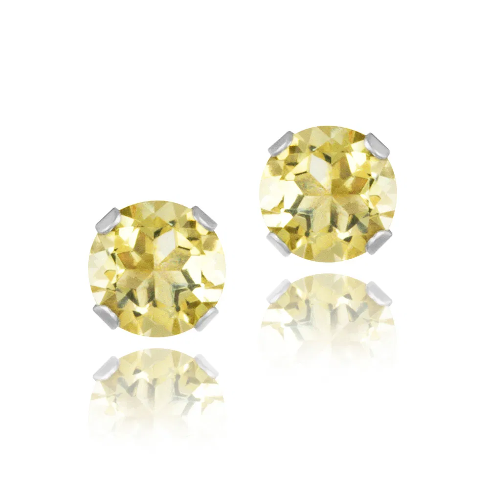 Sterling Silver 1/5ct Yellow CZ Stud Earrings, 3mm - Grocery