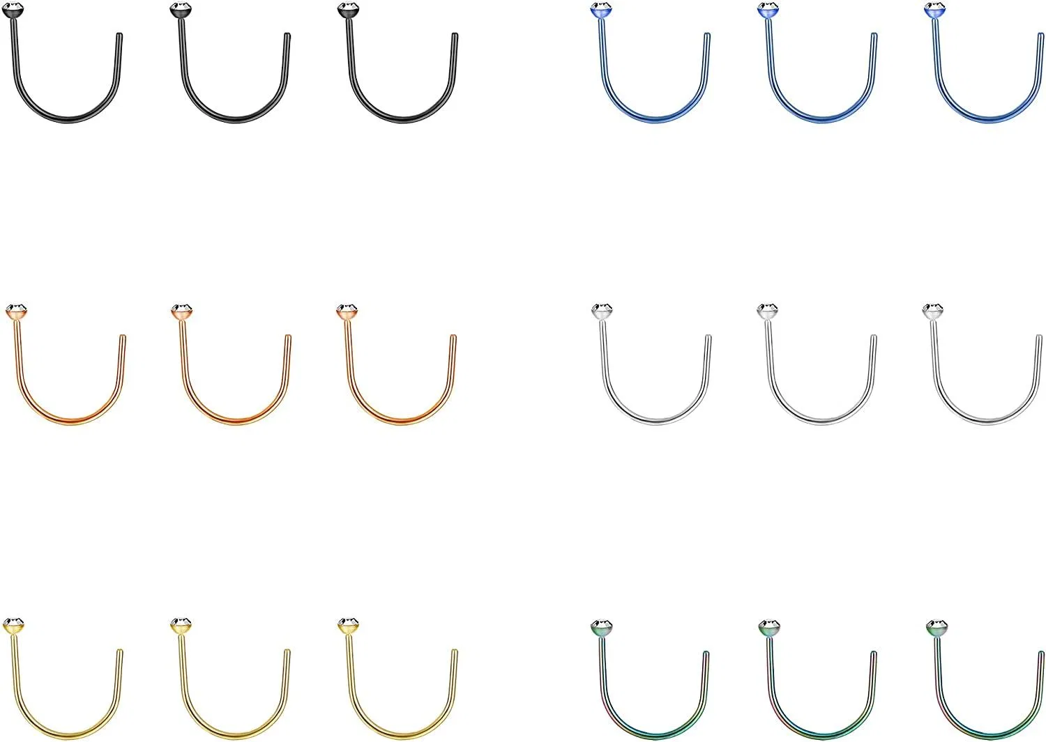 18pcs Stainless 20G Half Huggie Hoop Cuff Stud Earrings CZ Small Hoops Cartilage Fashion Hypoallergenic Piercing Studs for Women Sensitive Ears - Grocery