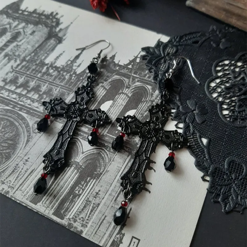 Cross Gothic Dark Anhe Earrings - Grocery