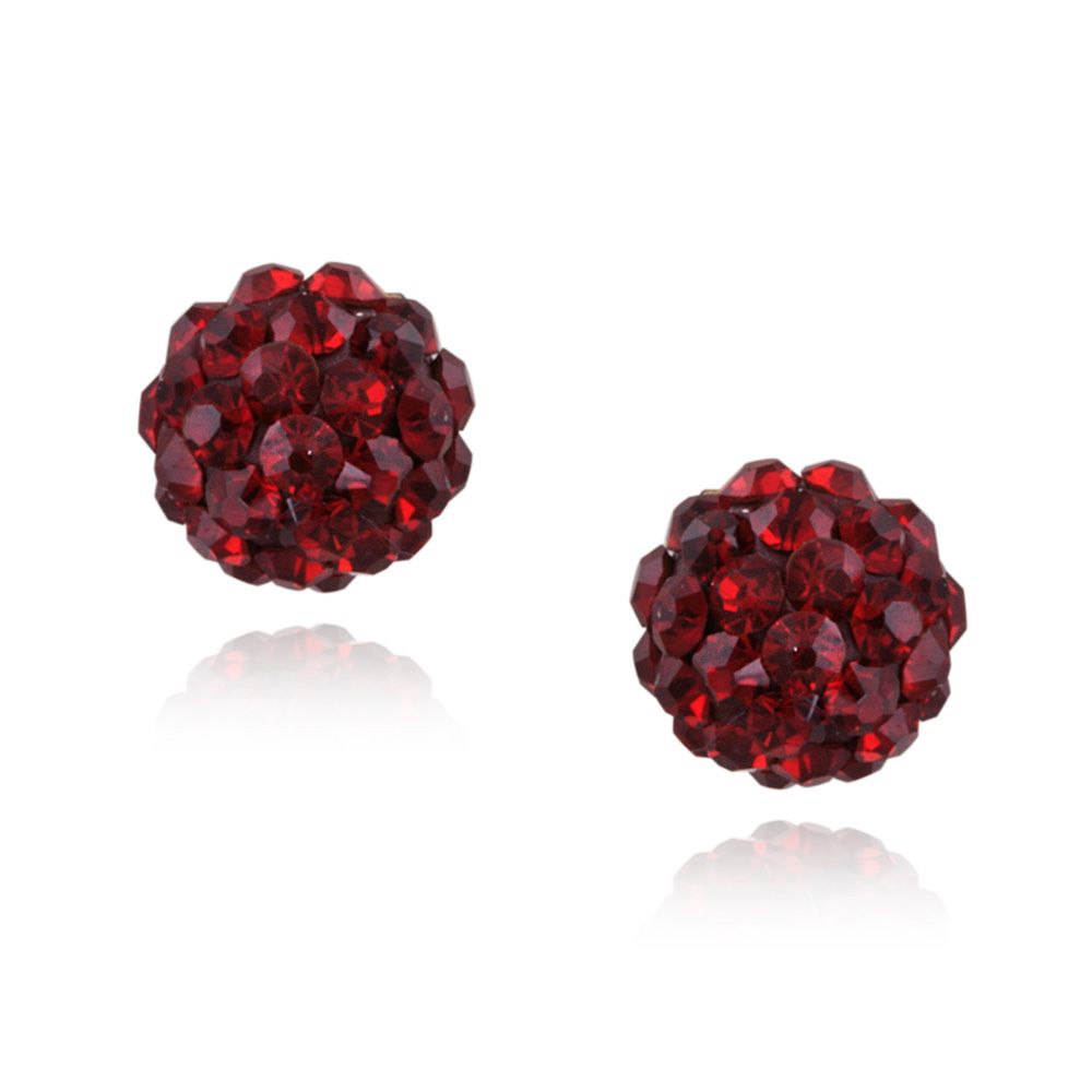 Sterling Silver Red Crystal Fireball Stud Earrings, 6mm - Grocery