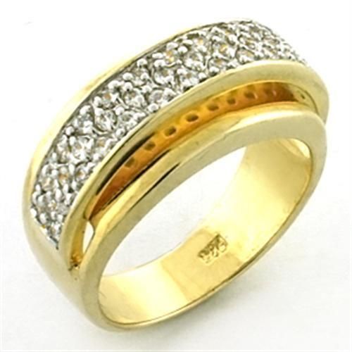 LOA648 - Gold+Rhodium 925 Sterling Silver Ring with AAA Grade CZ in Clear - Grocery