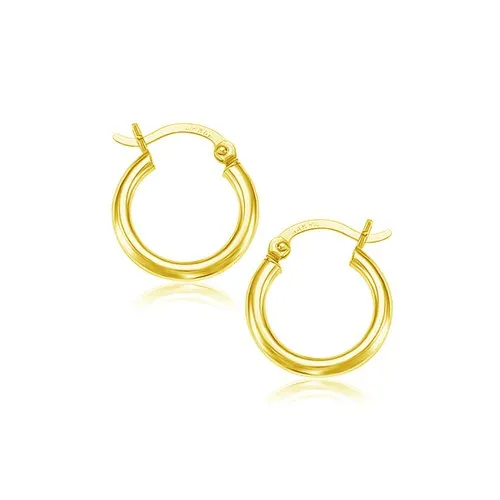 14k Yellow Gold Polished Hoop Earrings (2x15mm) - Grocery