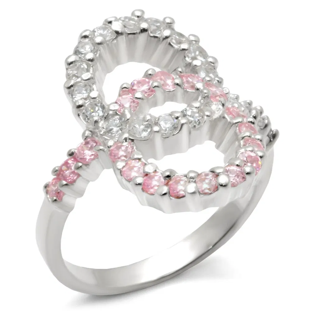 32516 - High-Polished 925 Sterling Silver Ring with AAA Grade CZ in Rose - Grocery