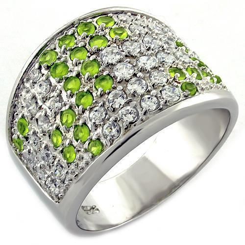 LOAS1007 - Rhodium 925 Sterling Silver Ring with AAA Grade CZ in Multi Color - Grocery