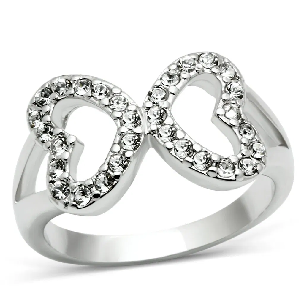 3W189 - Rhodium Brass Ring with Top Grade Crystal in Clear - Grocery