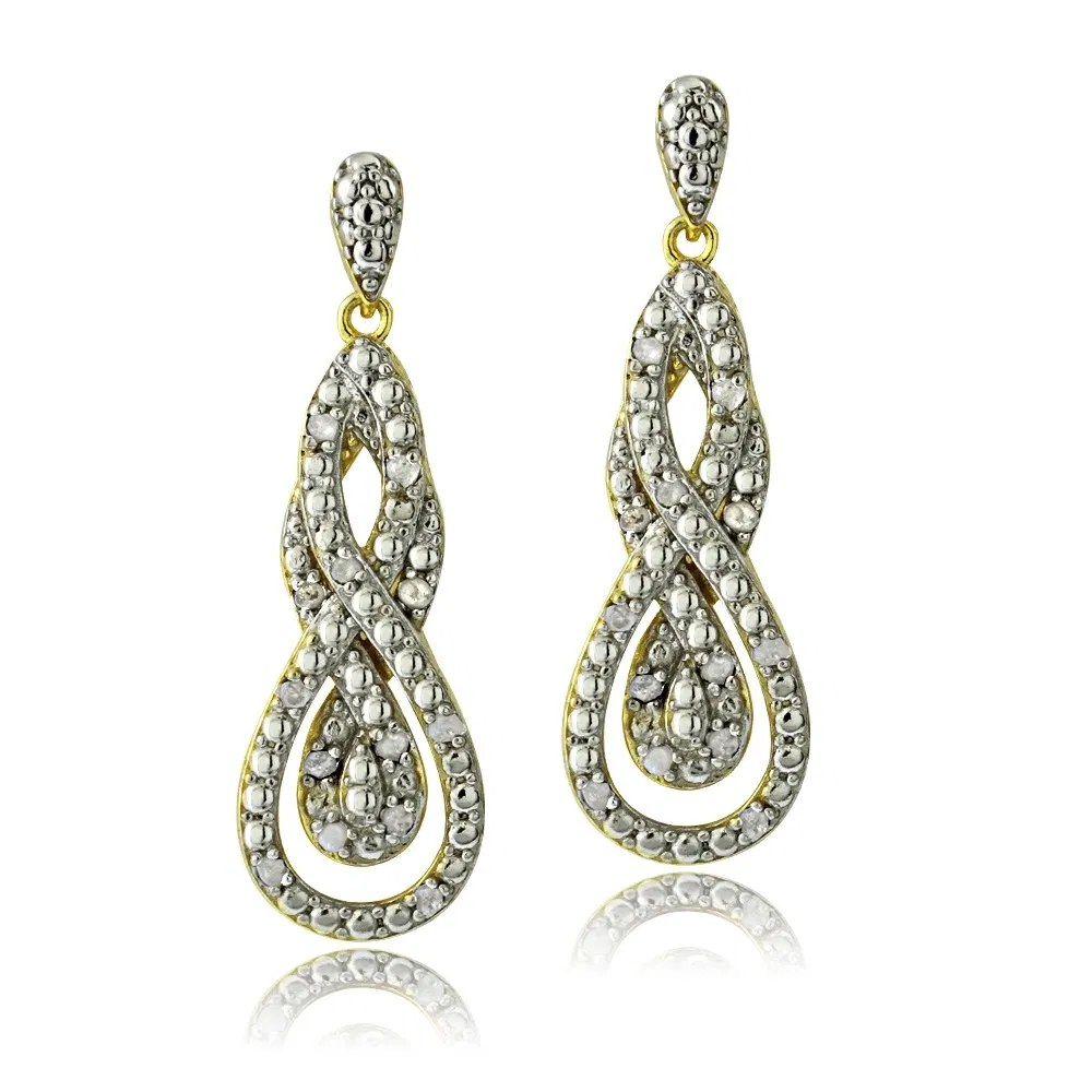 Gold Tone 1/4 Ct Diamond Intertwining Infinity Dangle Earrings - Grocery