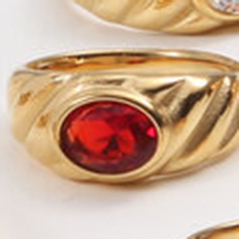 Titanium Steel Gold Plated Multicolor Zircon Ring - Grocery