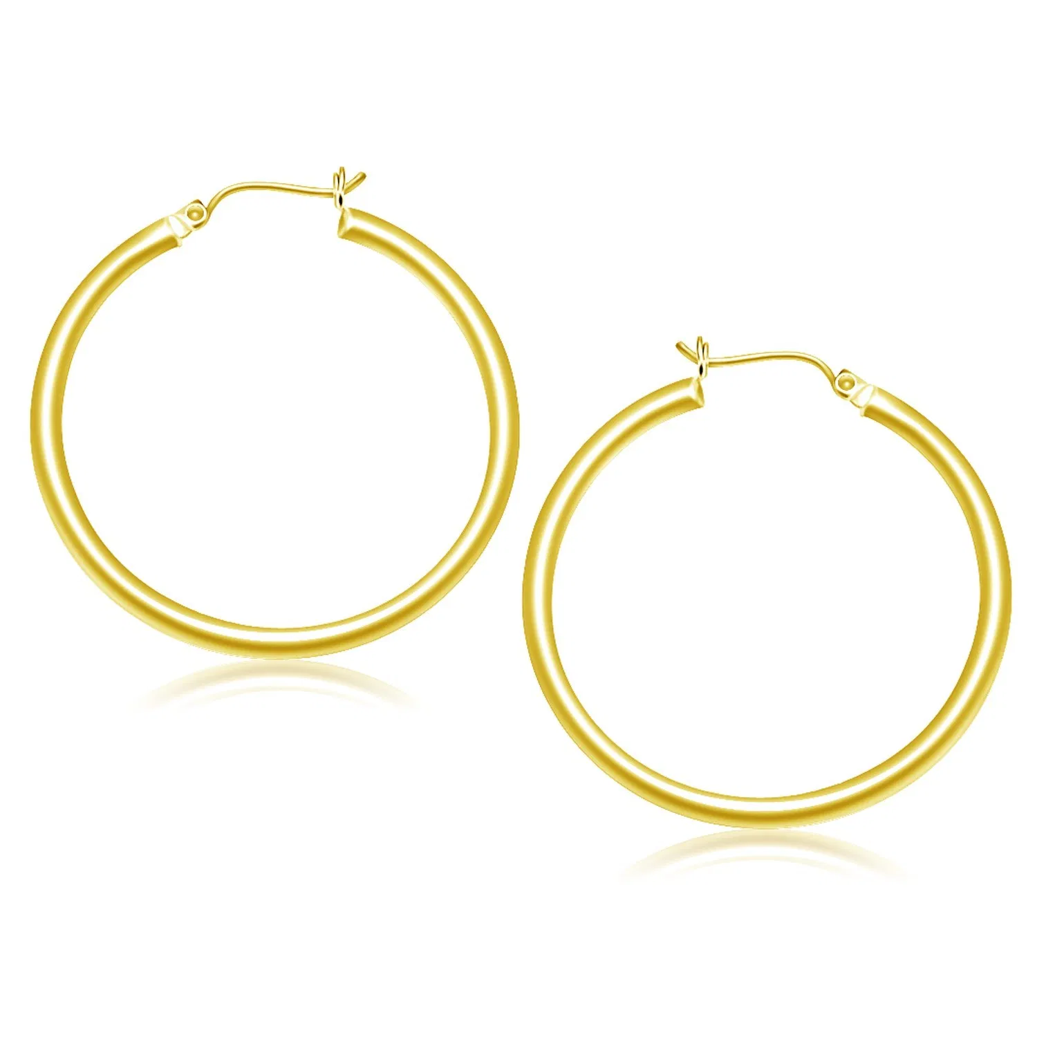 10k Yellow Gold Polished Hoop Earrings (3x40mm) - Grocery