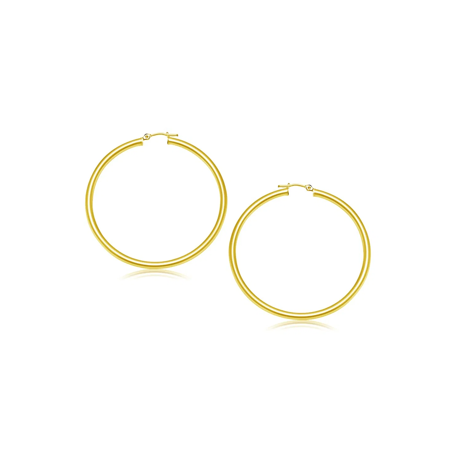 14k Yellow Gold Polished Hoop Earrings (3x20mm) - Grocery