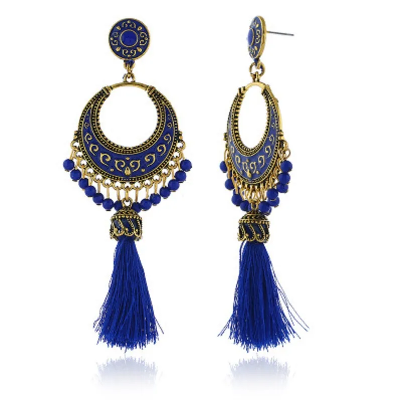 Vintage Bohemian Tassel Earrings Ethnic Jewelry Earrings Fashion Dangle Earrings - Grocery