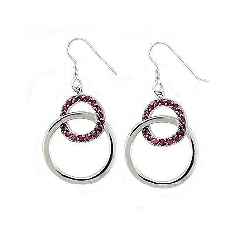 LOAS1340 - Rhodium 925 Sterling Silver Earrings with AAA Grade CZ in Siam - Grocery