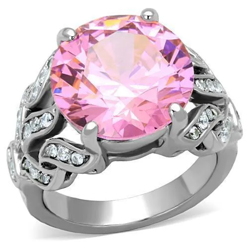 TK1512 - High polished (no plating) Stainless Steel Ring with AAA Grade CZ in Rose - Grocery