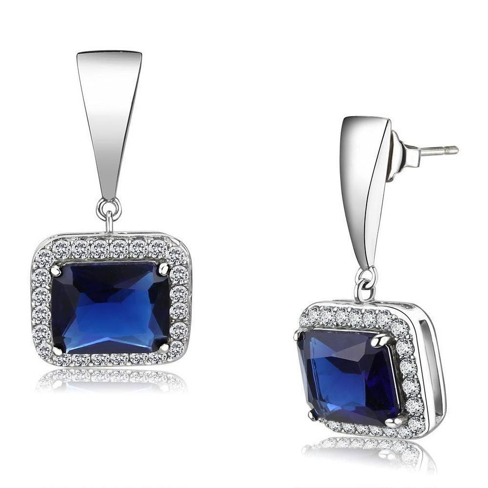 TK3684 - High polished (no plating) Stainless Steel Earrings with Synthetic in Montana - Grocery