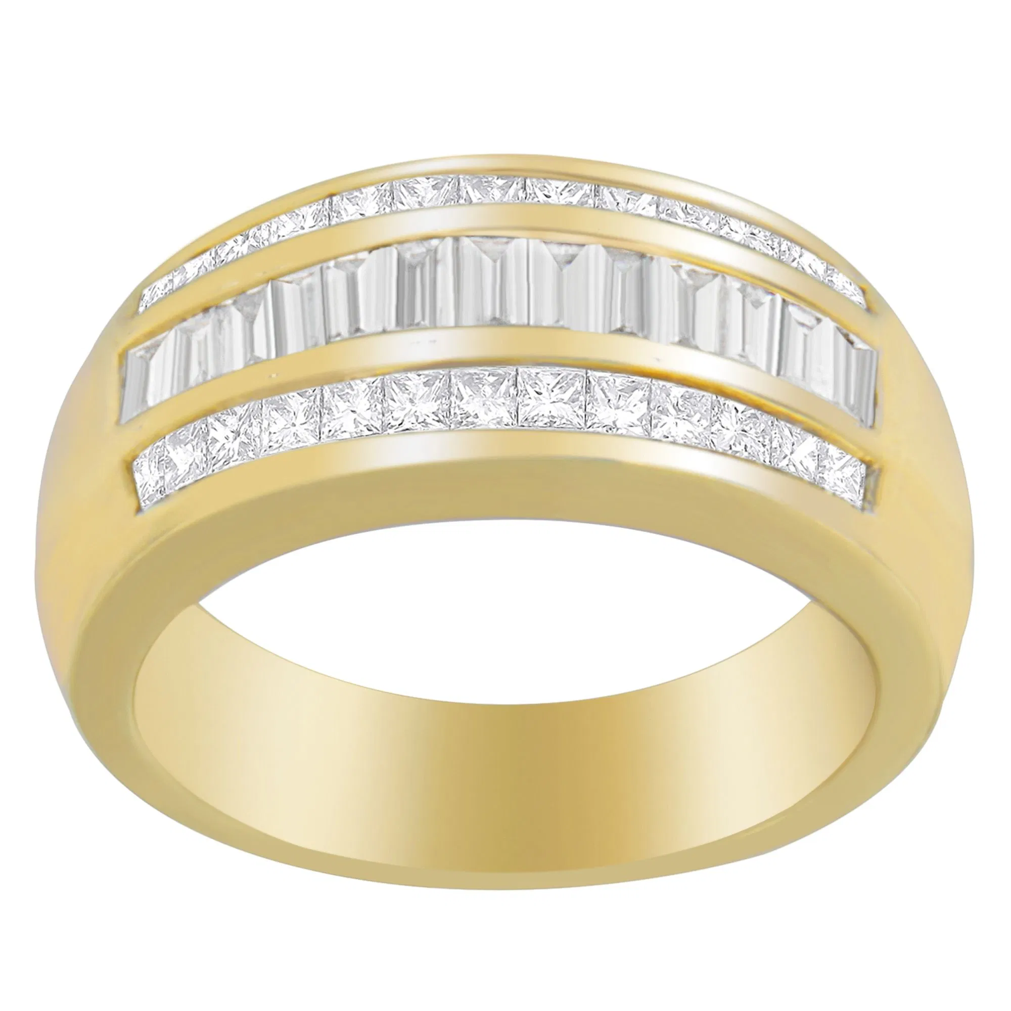 14K Yellow Gold 1ct. TDW Princess and Baguette-Cut Diamond Ring(H-I, SI1-SI2) - Grocery