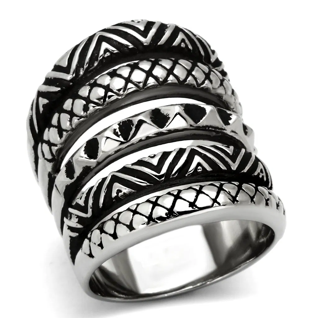 TK1008 - High polished (no plating) Stainless Steel Ring with No Stone - Grocery