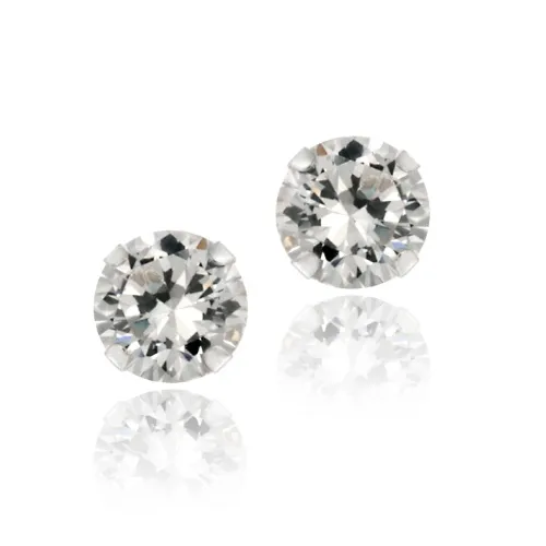 Sterling Silver 2ct White Topaz Stud Earrings, 6mm - Grocery