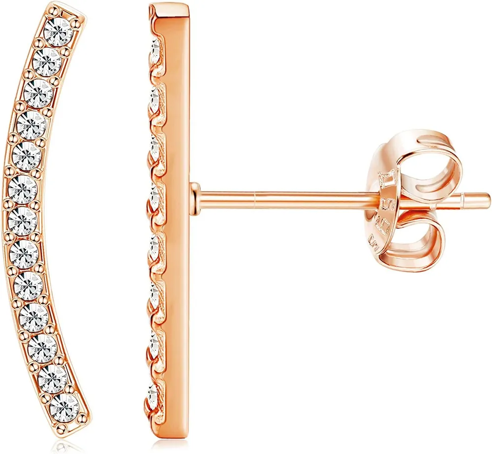 925 Sterling Ear Cuffs Hoop Climber Earrings for Women Cubic Zirconia Crawler Earring Jackets Stud Earrings - Grocery