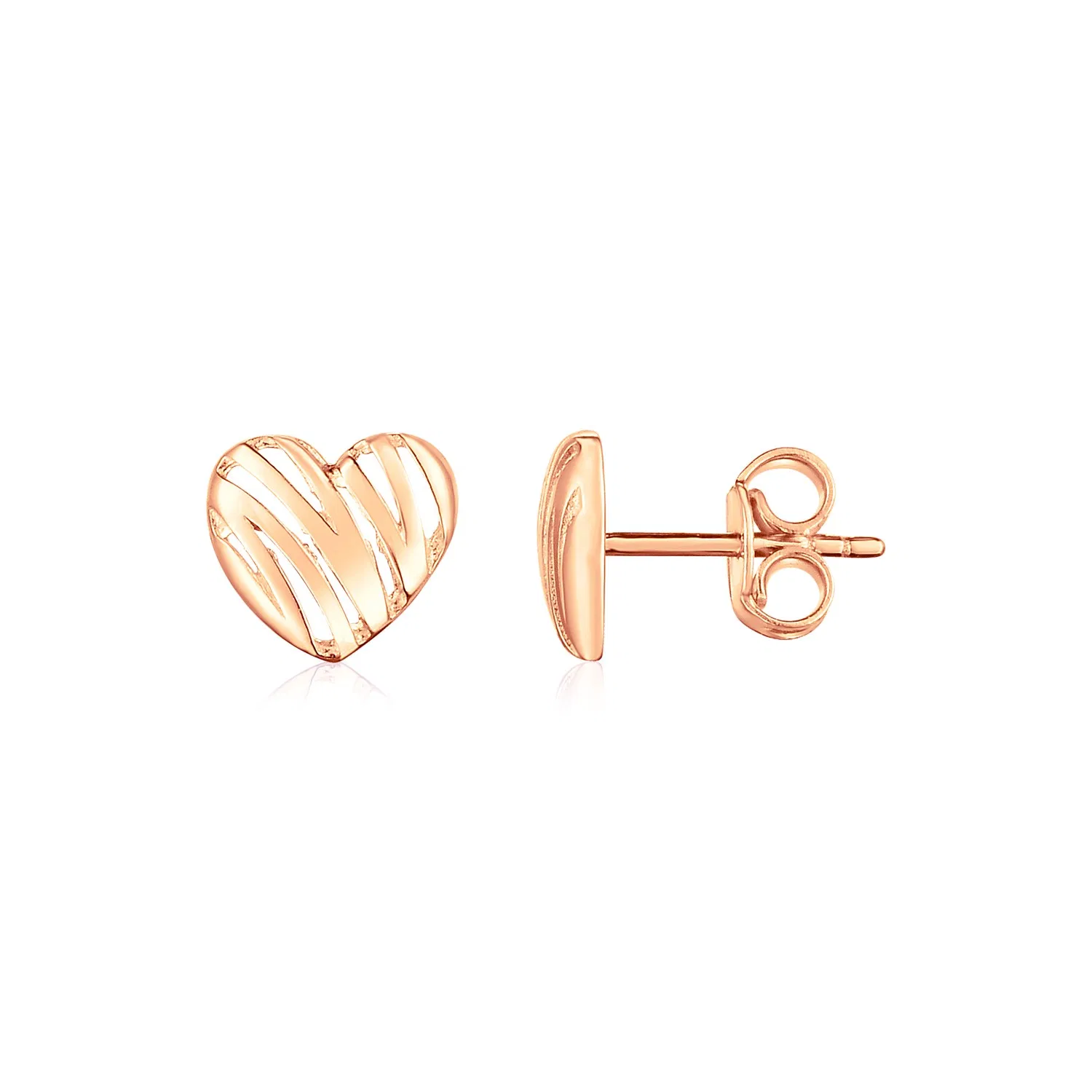 14K Rose Gold High Polish Scribble Heart Stud Earrings - Grocery
