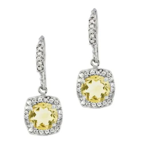 Sterling Silver 3.7 CT. Citrine and CZ Dangle Earrings - Grocery
