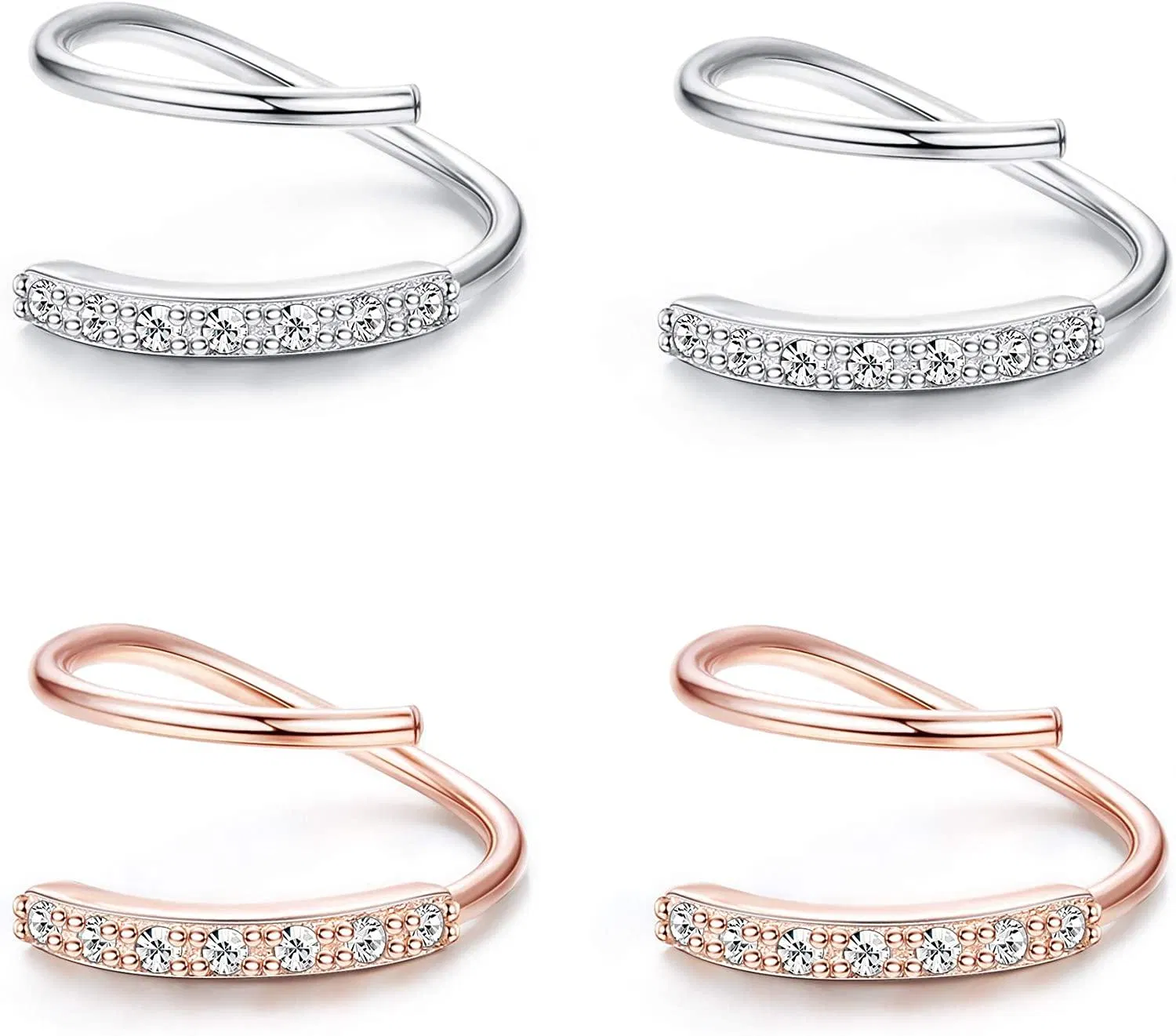 2 Pairs 925 Sterling Silver Wrap Cuff Earrings Climber Crawler Earrings - Grocery