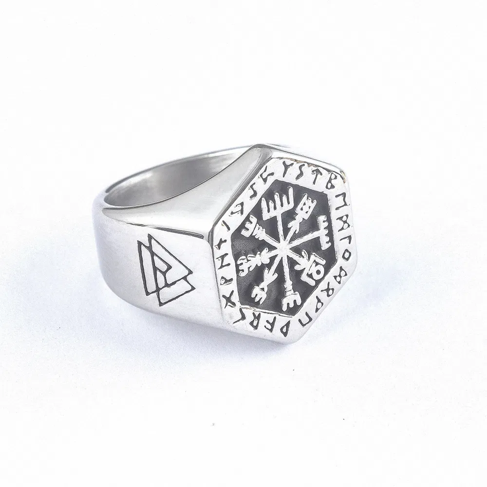 Vintage Hexagon Viking Compass Ring - Grocery