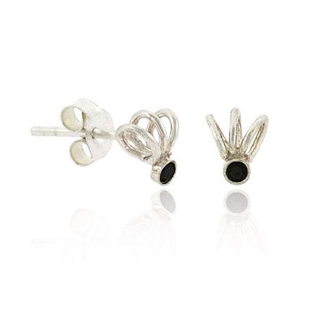 Sterling Silver Black Rhinestone Swirl Mini Stud Earrings - Grocery