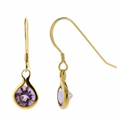 18K Gold over Sterling Silver Amethyst Dangle Earrings - Grocery