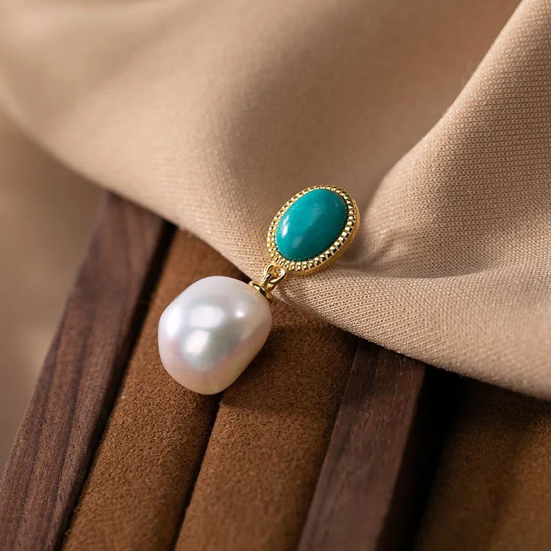Sterling Silver Natural Pearl Earrings - Grocery
