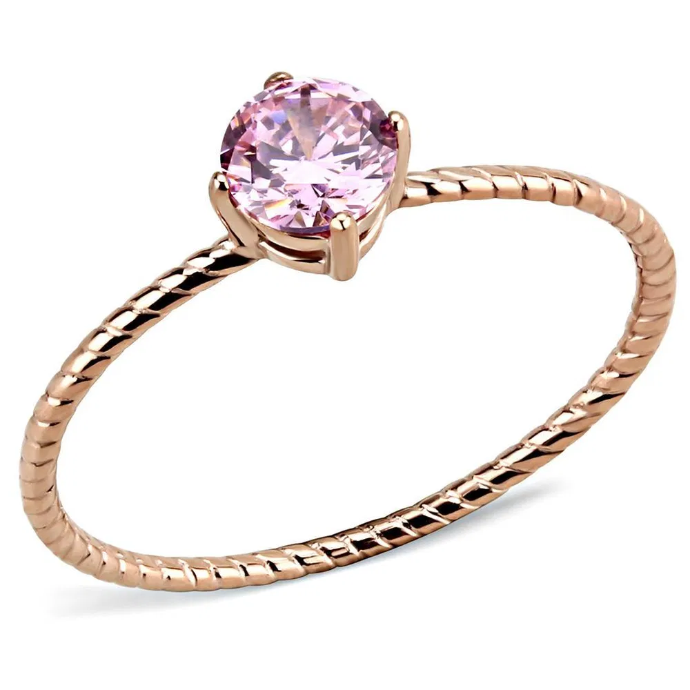 TK3558 - IP Rose Gold(Ion Plating) Stainless Steel Ring with AAA Grade CZ in Rose - Grocery