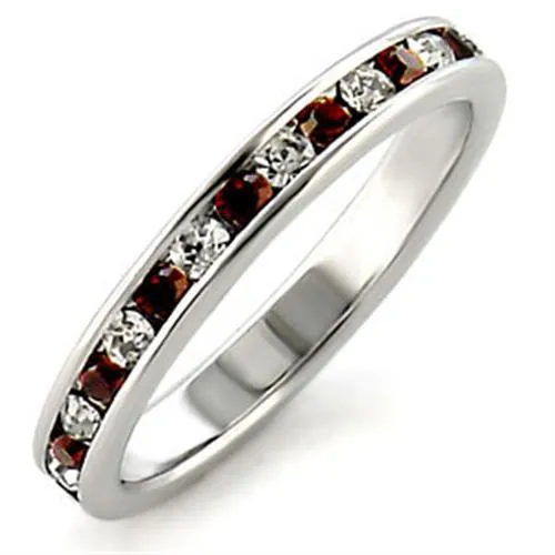 LOA508 - High-Polished 925 Sterling Silver Ring with Top Grade Crystal in Garnet - Grocery