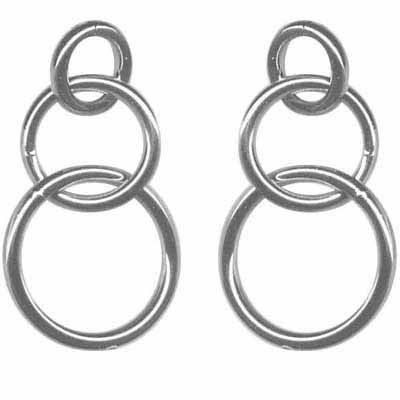 Sterling Silver Three Interlocked Circles Dangle Earrings - Grocery