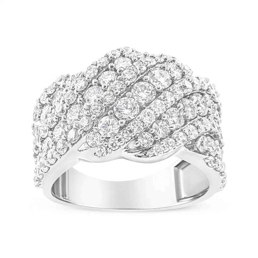 10K Gold 3.00 Cttw Diamond Multi Row Cluster Band Ring (I-J Color, I3 Clarity) - Grocery
