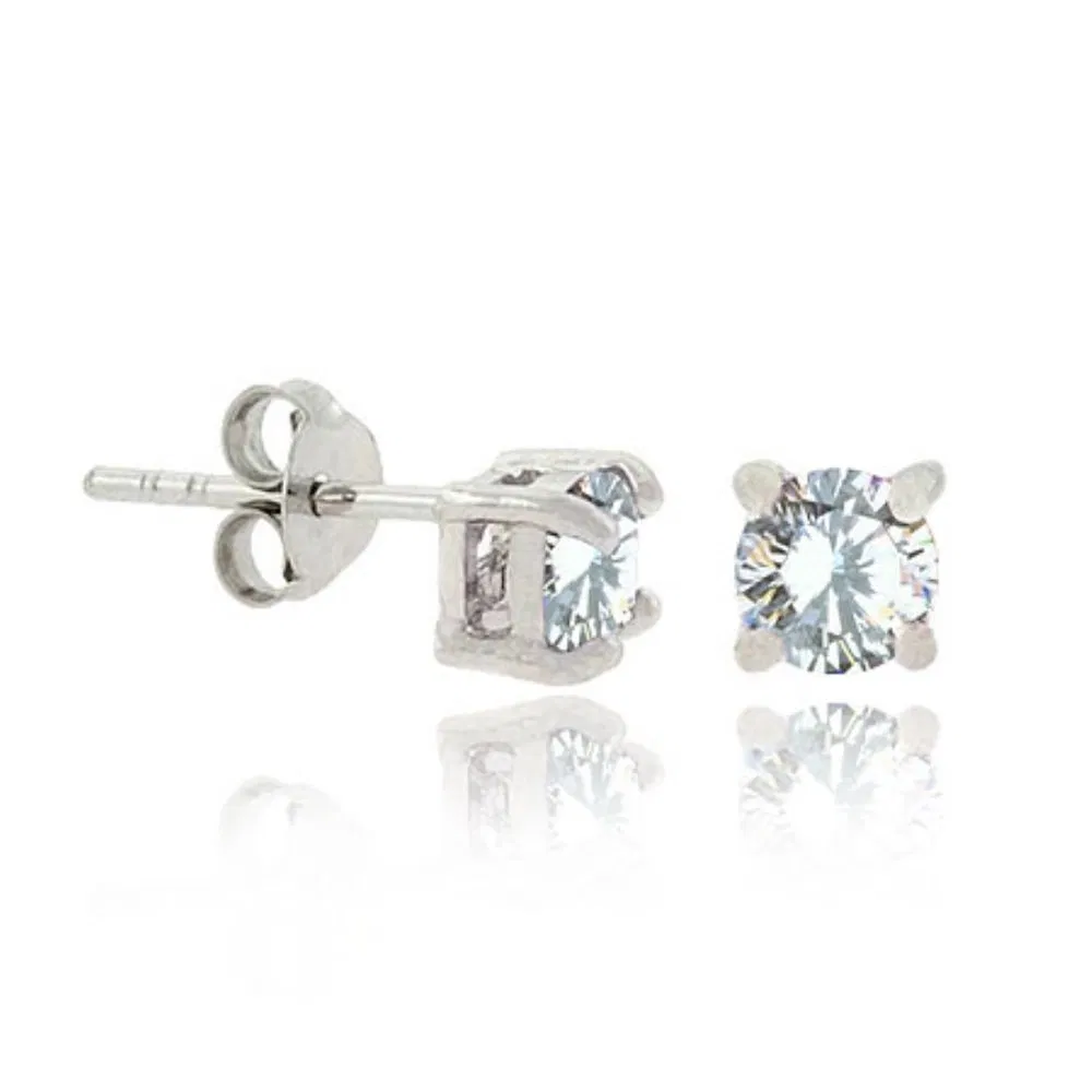 Round Simulated Diamond CZ Studs Silver Celebrity Earrings - Grocery