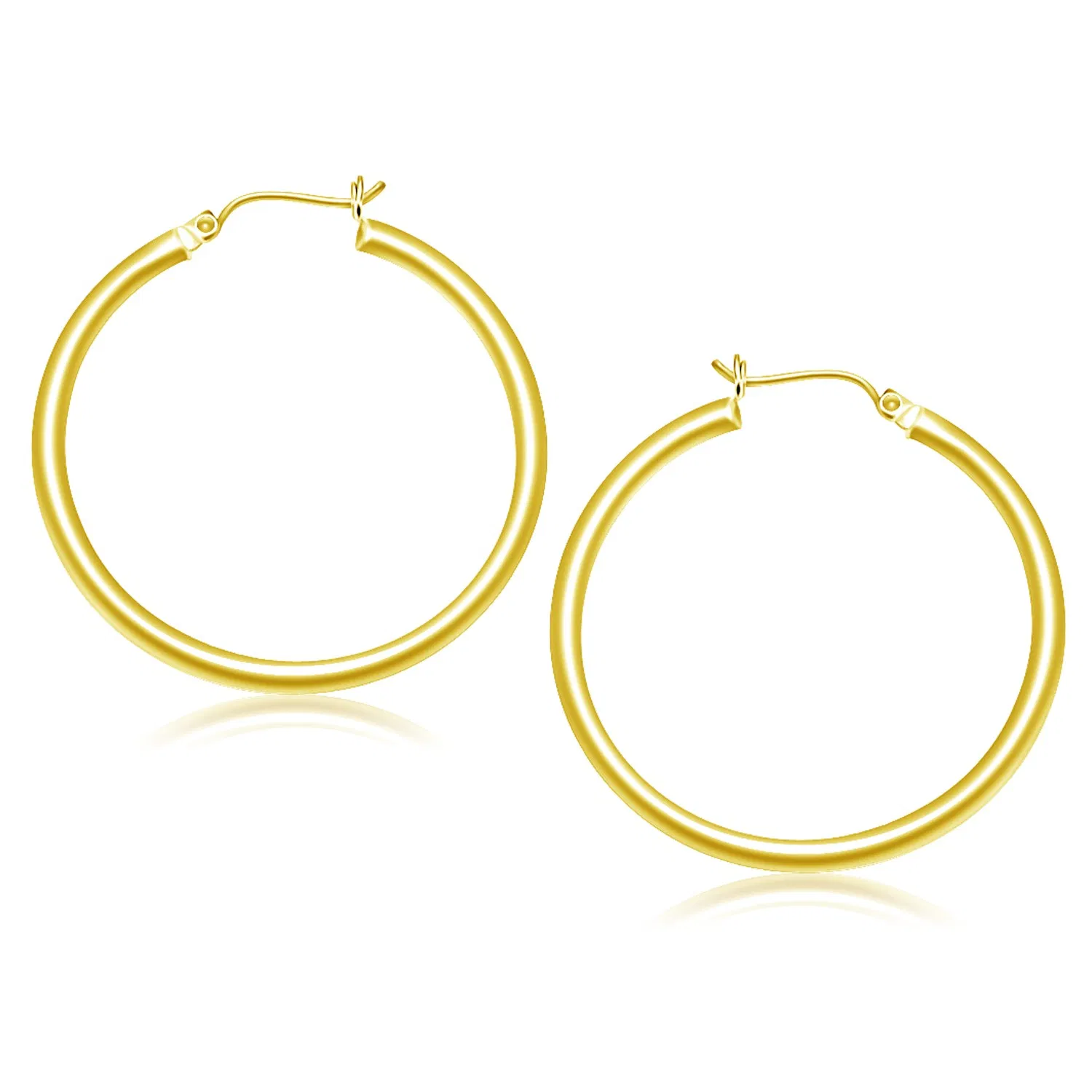 14k Yellow Gold Polished Hoop Earrings (3x40mm) - Grocery