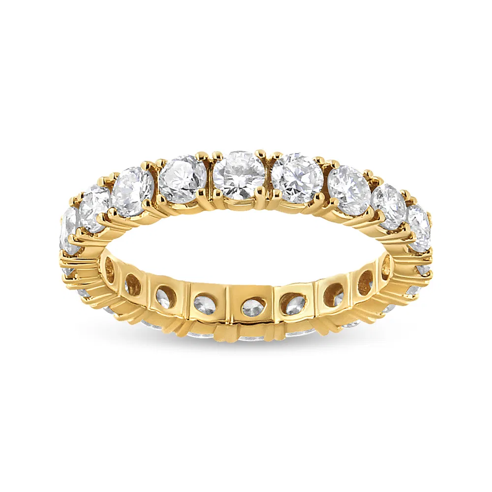 14K Yellow Gold 2.00 Cttw Shared Prong Set Round Cut Diamond Eternity Band (J-K Color, VS1-VS2 Clarity) - Grocery