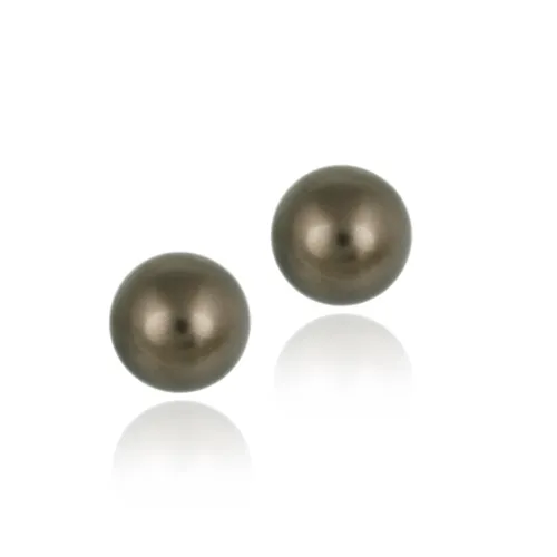 Sterling Silver Brown Swarovski Elements 10mm Pearl Stud Earrings - Grocery