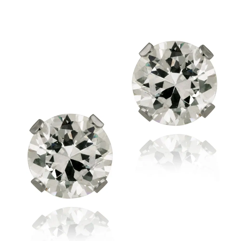 14K Gold 1.5ct CZ Stud Earrings, 6mm - Grocery